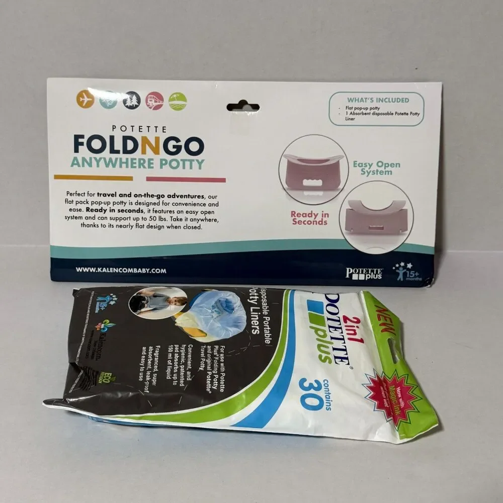Fold ‘N’ Go Travel Potty + 30 Disposable Leakproof Liners Bundle